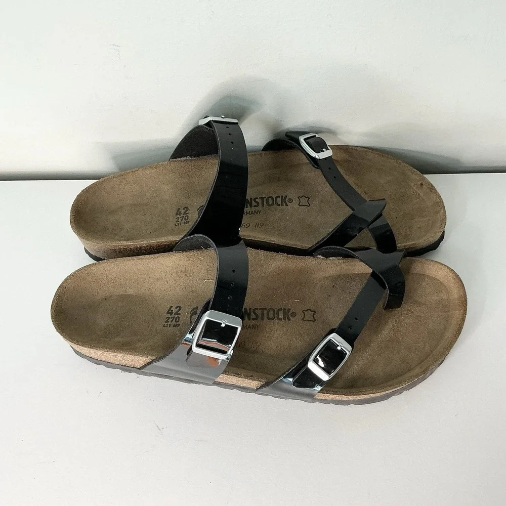 Birkenstock Mayari Black Patent Sz 42 Narrow Fit Leather New With Box - Picture 4 of 8